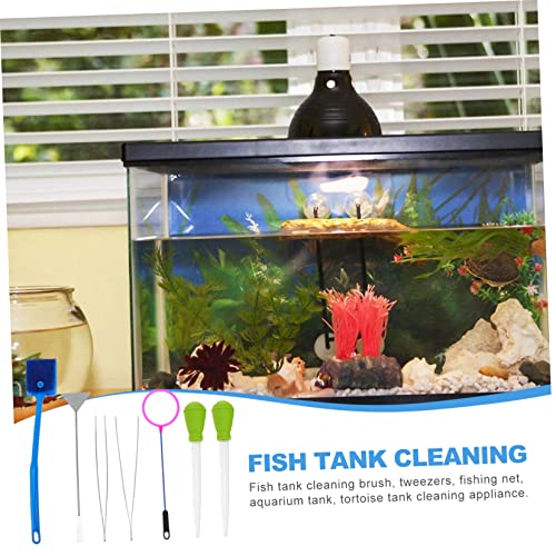 BESPORTBLE 7pcs Fish Tank Cleaning Tools Set Small Pool Net Skimmer Magnet Cleaner for Aquarium Aquascaping Spatula Brush Tweezers Kit Random Color