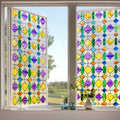Coavas Stained Glass Window Privacy Film : Upgrade 3D Decorative Rainbow Window Clings Sun UV Blocking Bathroom Frosted Decals