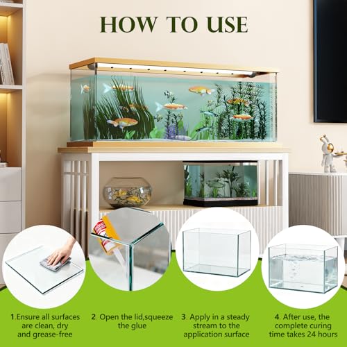 4 Pack Aquarium Silicone Clear Sealant, High Elasticity, Safe for Fish,Fast Curing Waterproof Aquarium Safe Silicone,10 Fl Oz Non-Toxic Fish Tank Safe Sealant,Strong Adhesion - size: 4P