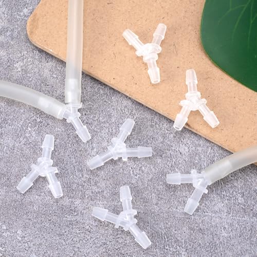 PAGOW 8 Pcs Hose Barb Fitting, 1/8" Plastic Hose Barb Tee 3 Way Y Shape Barbed Fitting for Air Line Tubing Pipe, Oxygen Tubing Pipe, Household Fuel, Gas, Water - size: 1/8" (8 Pcs)