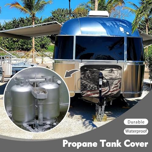 American Cute Wolf Gas Cylinder Cover Travel Trailer Propane Tank Cover Protects Propane Tanks During Travel,Camping All Weather Protection - color: American Cute Wolf, size: S(20LB)