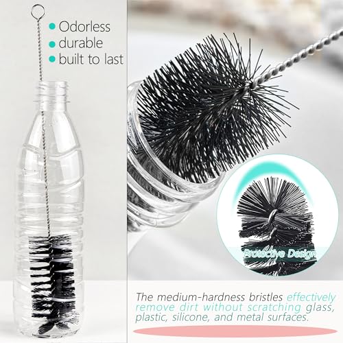 6 Pcs Straw Cleaner Brush Set, 12 Inch Long Pipe Tube Bottle Brushes for Narrow Neck Bottles, Hummingbird Feeders, Coffee Maker, Glass Cups - Includes Detachable Keyring