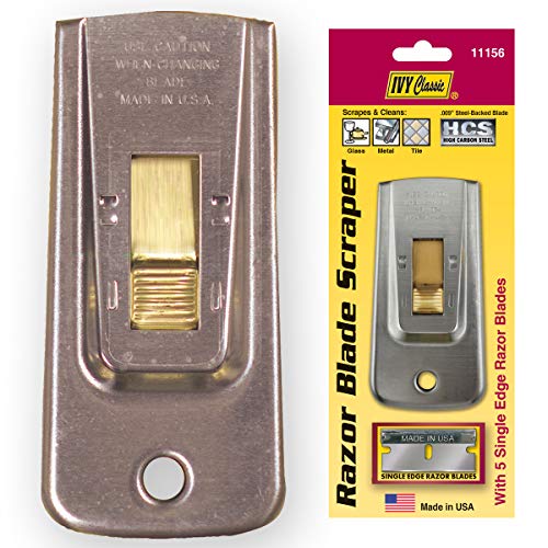 IVY Classic 11156: Razor Blade Scraper, 1 Pack, with 5 High Carbon Steel Blades, Made in USA - style: 1 Scraper + 5 Blades