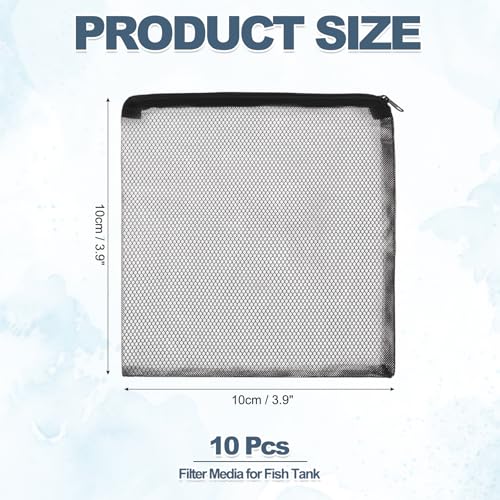 Aquarium Filter Media Bags, Fish Tank Fine Mesh Bag with Zipper Reusable Versatile 4 x 4 Inch, (Black, 10Pcs), Intended for Fish Tank/Aquarium/Pond/Activated Carbon/Ceramic Rings - color: white, size: 4 x 4 in