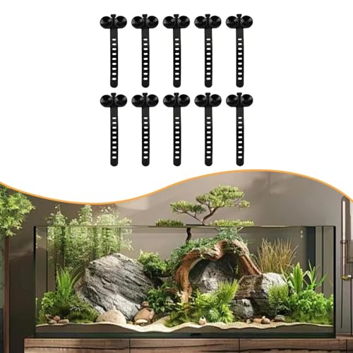 10 Pieces Aquarium Cable Ties Suction Cup Accessories Airline Tubing Holder Binding Tools Made from TRP Material Suitable for Nests Water Hose, Black - color: Black
