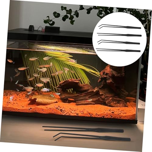 4pcs Aquarium Tweezers Set Stainless Steel Feeding Tongs for Fish Tank Maintenance Curved and Straight Tools for Aquascaping and Reptile Feeding