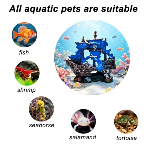 Fish Tank Decoration - Sunken Ship Aquarium Decoration Fish and Shrimp Aquatic Pets can Rest and Hide in Caves (Type-b) - color: Type-b