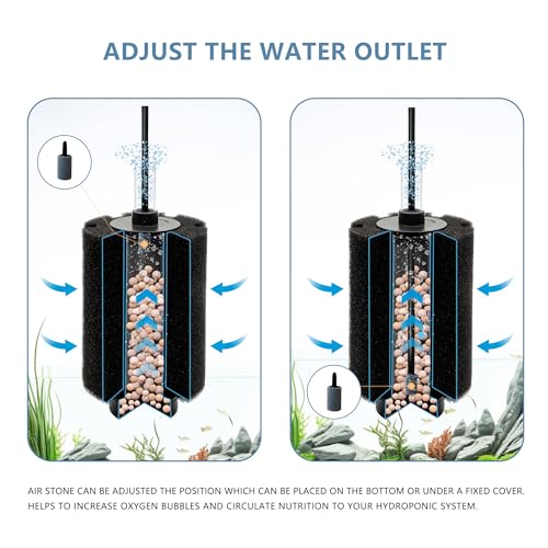 4 Pack 70-80 Gal Aquarium Sponge Filter with Air Stone and Ceramic Filter Media Quiet Fish Tank Filters for Breeding Fry Betta Shrimp Fish Tank with Accessories - size: Medium(4 Pack) for 50-80 Gal