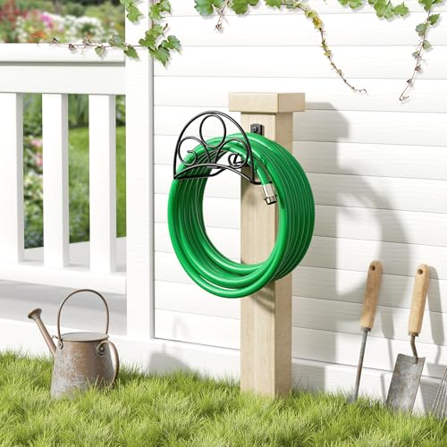 Metal Garden Hose Holder - Wall Mounted Water Hose Holder - Hose Hanger Heavy Duty for Water Hose Extension Cords Vacuum Hose - color: Black