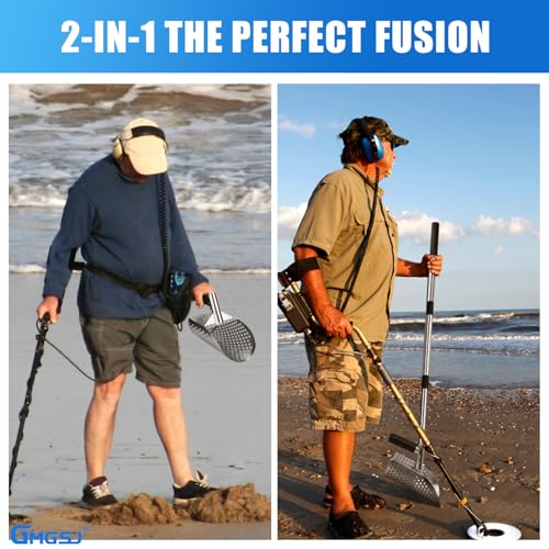 Sand Scoop for Metal Detecting, Stainless Steel Metal Detector Scoop with Long Steel Handle, Metal Detector Accessories, Sand Sifter for the Beach, Large 2