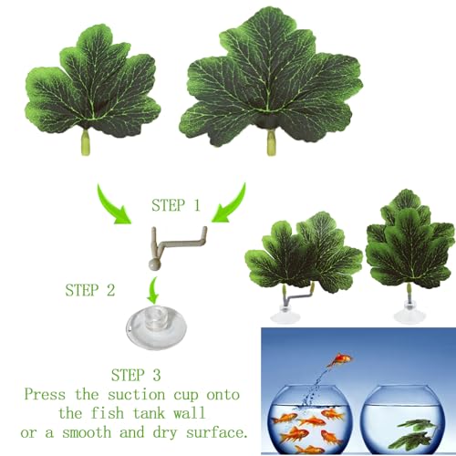 Fish Leaf Pad Betta Leaf Hammocks with Suction Cup 3pcs Fish Tank Accessories Aquarium Decor Plastic Plants Natural Habitat Spawning Breeding Resting Bed Multi Leaf Design (Yellow) - color: Yellow