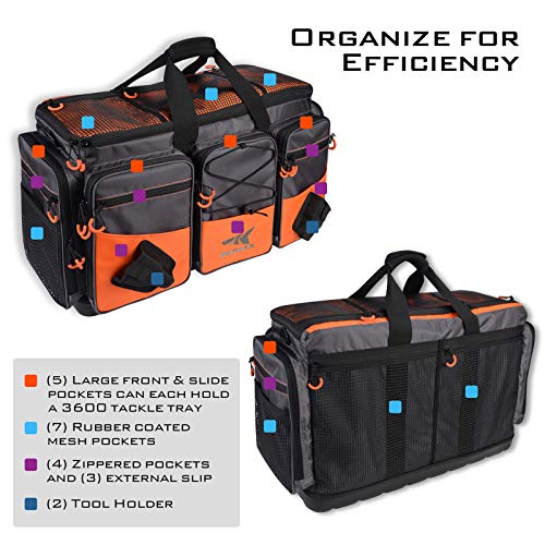 KastKing Fishing Gear & Tackle Bags - Saltwater Resistant Fishing Bags - Fishing Tackle Storage Bags - color: C: Extra-large Hawg (Without Trays, 26.4"x11"x15.4")-Orange