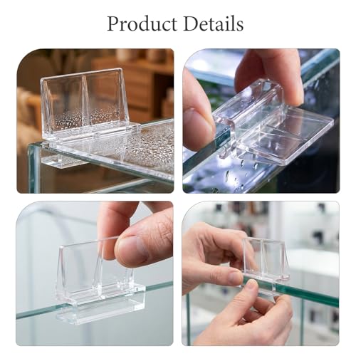 20pcs Fish Tank Lid Locking Clips - Transparent Terrarium Lid Clips - DIY Acrylic Fish Tank Cover Bracket for Home and Office Aquarium Box 6mm