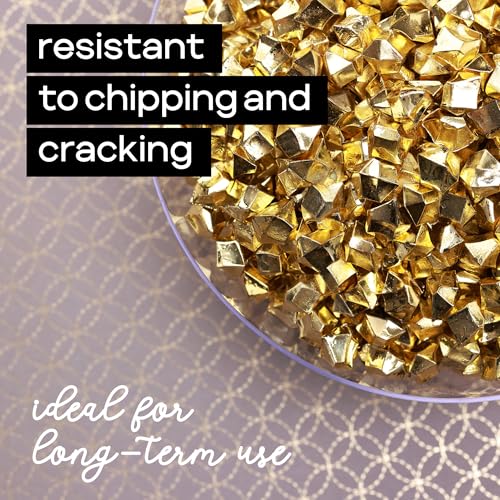Gold Acrylic Ice Rocks - Golden Gemstones & Crystals Fake Diamonds - About 420 pcs - Vase Filler - Jewels for Crafts - Fish Tank Rocks - Sensory Bin Filler Gems for Crafting - Fake Ice Aquarium Stones - color: Golden Rocks