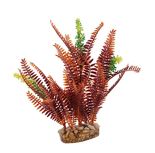 CNZ 3 Pcs Assorted Lifelike Aquarium Plastic Plant Decoration with Gravel Base, 8-inch, Orange, Green, Purple (3pcs8inchGB)