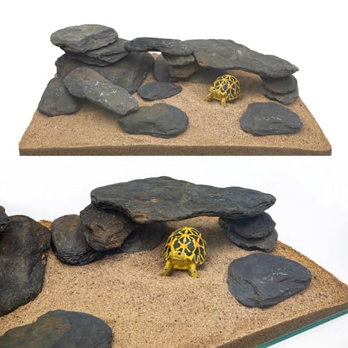 Aquarium Stone Natural Slate Stream Turtle Tank Rocks 3-7 inches Fish Rock for Aquarium Aquascaping Shrimp Tanks Amphibian Enclosures Paludarium-5lb - size: 5lb(3-7inch)