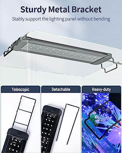Pawfly 11W Aquarium LED Light for 12 to 18 Inch Fish Tanks Extendable Fish Tank Light with Full Spectrum Brilliant White Blue Red Lights with Daytime & Night Modes and Adjustable Brightness - color: Basic, size: 12"-18"