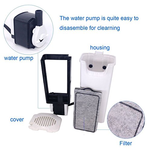 Aquarium Waterfall Filter Reptiles Turtle Filter for small tank 1-15 gallon, Low Level Water Clean Pump Internal Bio Media Water Filtration System for Fish Amphibian Cichlids Frog (Waterfall Filter)