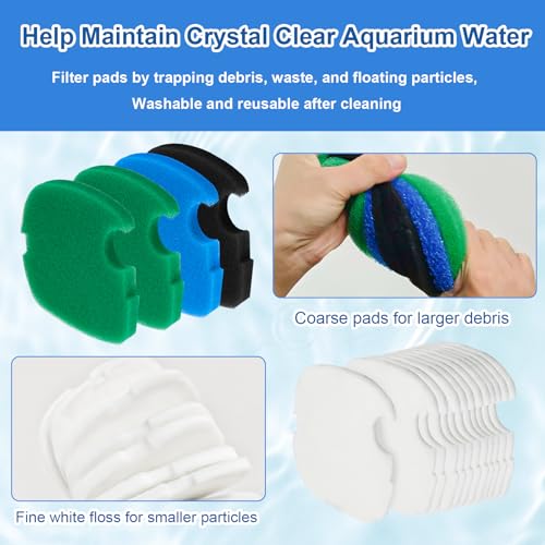 Replacement Canister Filter Pads Compatible with SUNSUN HW-303B/703B, Polar Aurora 370 GPH, CF-400 Aquarium Filter Media Generic Sponges Floss, Aquarium Bio Sponge Filter Pad for Fish and Turtle Tanks