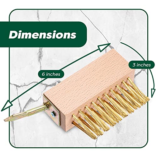 SCRUBIT Moss & Weed Remover Wired Grout Cleaner Brush, Great for Cleaning Decks, Pavers, Patios & Walkways Weed Scraper & Wire Brush Set, Combo w/2 Brush Heads & Scraping Hook - Grout Remover Tool