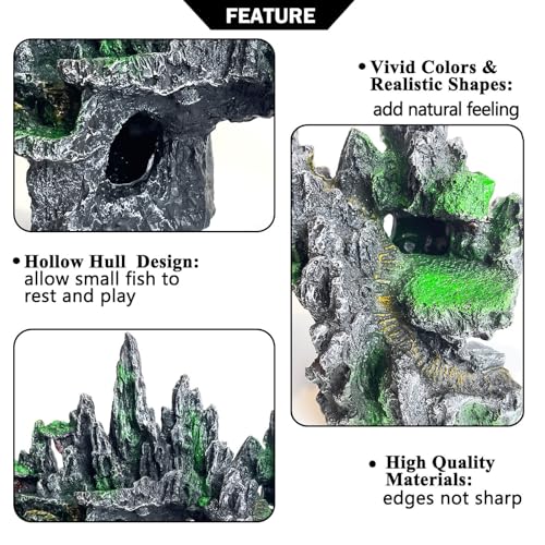 Aquarium Decor Large N Tall Fish Tank Rock Decor with Mountain View Ornaments,Tree House,Cave,Extra Large Fish Tank Decorations
