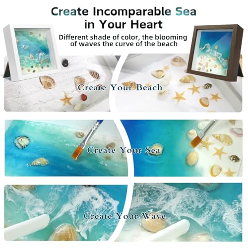iLAND Crafts For Adults Women Teen Girls Ocean Beach UV Resin Kit for beginners Arts and Crafts for adults Resin Art Project DIY Sea Crafting Making Set Unique Artist Woman Gifts on Christmas Romantic - color: White Color Frame Resin Craft