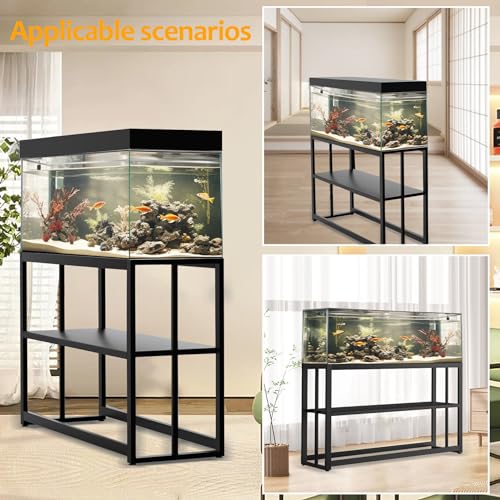 55-75 Gallon Fish Tank Stand with Storage Shelf, 48.5 x14.9 x 29.2 Inch Aquarium Stand, Turtle Tank, Reptile Terrariums and Breeder Tank Stand,980LBS Capacity, Black - color: Black
