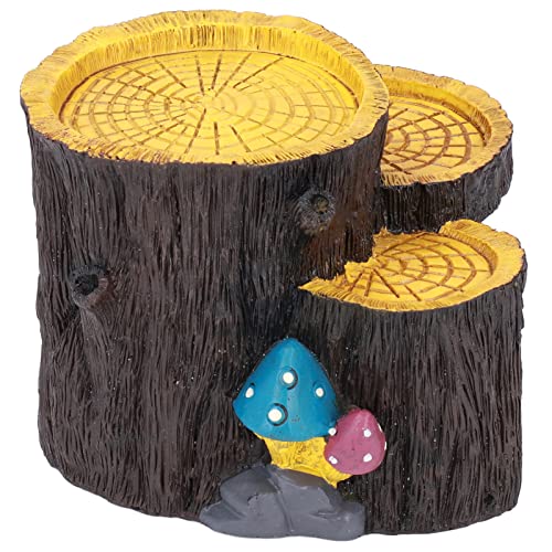 1 Piece Artificial Aquarium Stump, Non-Toxic Resin, Food Platform, Stable, Realistic Design, Terrarium Cave Ornament for Shelter