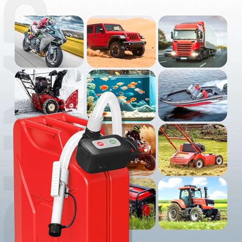 Rechargeable Fuel Transfer Pump with Auto Stop Sensor, Fast 3.2 GPM Flow Gas Can Pump Portable Fuel Pump, Lithium-Ion Battery Gas Transfer Pump for Gasoline, Oil, Diesel, Gifts for Men Fathers Day