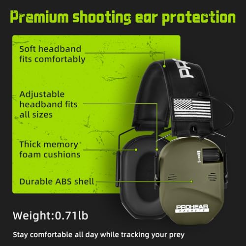 PROHEAR 022 Electronic Ear Protection for Shooting & Hunting - 29dB SNR Noise Reduction, 4 Omnidirectional Microphones - color: Electronic Ear Protection-green