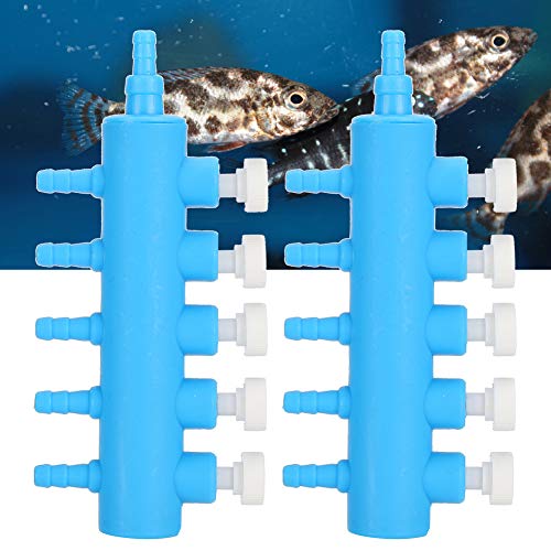 Fishtank Air Splitter, 2pcs Aquarium Air Flowing Control Lever Valve Pipe Distributor Aquarium Oxygen Pump Adapter Accessory 4 Way Outlet Fish Tank Air Splitter (One Minute Five) - size: One minute five, style: One minute five