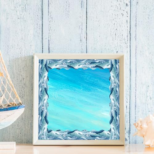 72Ft Ocean Bulletin Board Borders, Under The Sea Scalloped Trim Borders, Blue Ocean Theme Classroom Bulletin Board Decorations for School Supplies Classroom Door Wall Decor Back to School Theme Party - color: Blue White
