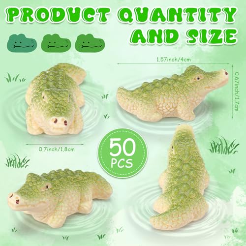 Geelin 50 Pcs Mini Crocodiles Figurines Funny Mini Resin Crocodiles Figurines Small Alligator Figure Resin Tiny Animals for DIY Fairy Garden Landscape Aquarium Desktop Craft - style: Alligator