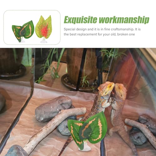 GALPADA 2pcs Reptile Terrarium Simulated Plant Leaves Set Purple Perilla Leaf and Apple Aquarium Decorations for Fish Tank and Reptile Habitat Landscaping