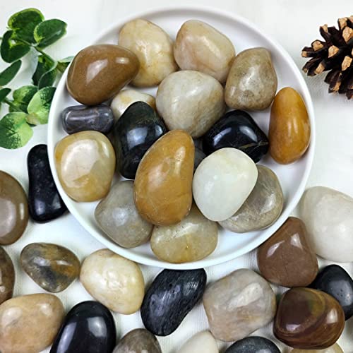 YISZM 5lbs Pebbles for Indoor Plants, 1-2 Inch Mixed Color High Polished River Rocks Outdoor Decorative Stones Vase Filler Fish Tank Aquariums Landscaping Garden Outdoor and Indoor DIY - color: Mixed Color, size: 5 Pounds