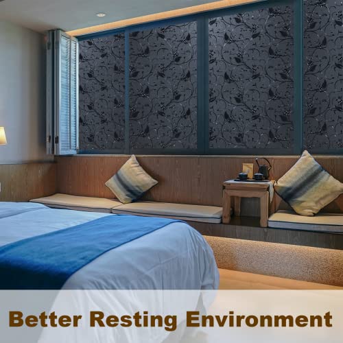 Niviy Blackout Window Privacy Film Non-Adhesive Privacy Film Total Black Out Window Cover Bathroom Door Glass Decoration Static Cling Covering (Black, 17.7"x 47.2") - color: Black, size: 17.7" x 47.2"