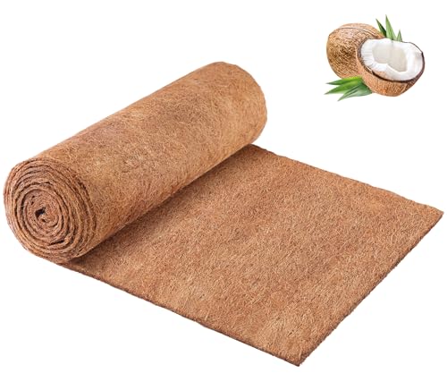 Remiawy Coco Liner Roll, 16 x 120 Inch Coconut Fiber Liners for Planters, Natural Coco Coir Mats Sheet for Flower Basket, Garden Decoration, Reptile Carpet, Animal Pet Pad, Window Box, DIY Moss Pole - size: 16x120 Inch