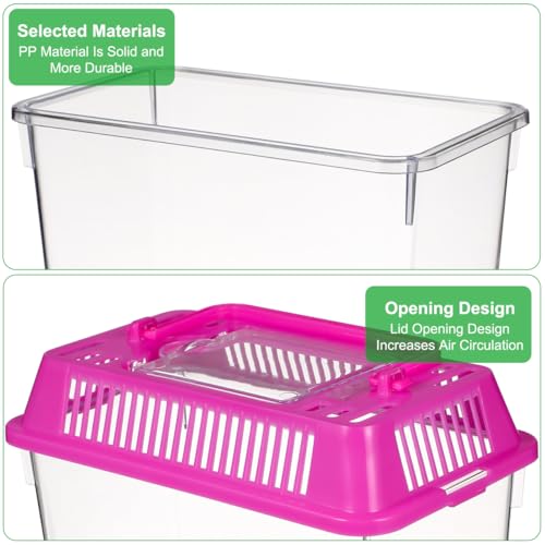 HANABASS Portable Fish Tank Handheld Aquarium with Handle Transparent Plastic Mini Fish Box for Turtle Hamster and Small Pets Compact 5.90X4.33X3.74 Inch Breeding Case Set of 4