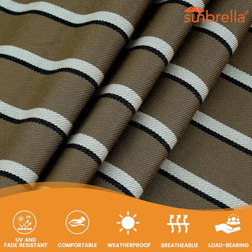 Lazy Daze Hammocks 12 FT Sunbrella Fabric Hammock Non-Fading with Spreader Bars and Free Pillow Fits for 2 Persons, All Weather and Fade Resistant for Patio Yard, 450 lbs Capacity, Harwood Cocoa - color: Harwood Cocoa