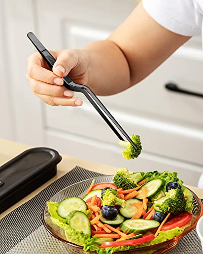 Fine Cooking Tweezers Set, Professional Stainless Steel Food Tongs, Kitchen Black Long Chef Tweezer for Cooking, Plating, Decorating and BBQ (BLACK, 12 inch) - color: Black, size: 12 inch