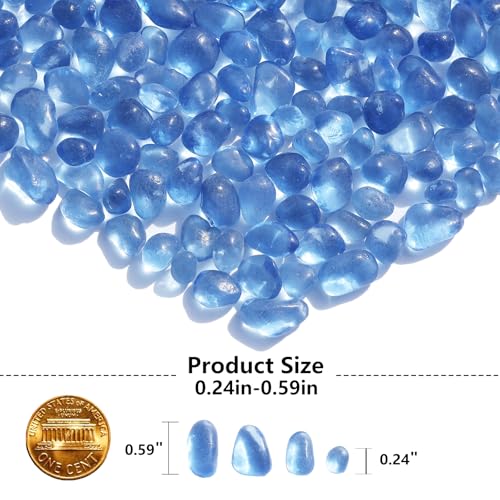 QYGL Sea Glass Stones - Light Blue Clear Glass Pebbles Gemstones - Perfect for Aquarium Rocks, Fish Tank Gravel, Vase Fillers, DIY Crafts, and Home Decor (0.9LB/14oz) - color: Light Blue