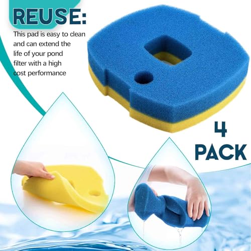 Treela 4 Pcs Replacement Filter Sponge Pond Filter Pad Compatible with Anbull Pond Filter Pump 950/1370gph (12.2" x 10.23" x 2.95") Aquarium Filter Sponge Fish Tank Sponge (Blue Yellow, Pack of 2 Set)