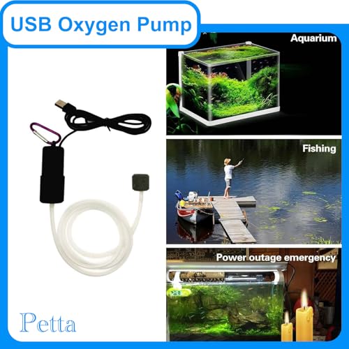 USB Oxygen Air Pump for Aquarium, Quiet Mini Air Pump with 1 Mini Single Sponge Filter, 1 Air Stone for Shirmp Nano Fish Tank & Transporting Aquatic PA152-5
