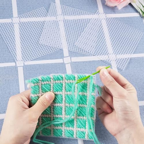 Caydo 2 Pieces 7 Count Plastic Mesh Canvas Sheets for Embroidery, Acrylic Yarn Crafting, Knit Crochet Projects and Make Aquarium Dividers (10.5 X 13.5 Inch) - color: Clear White - 2pcs