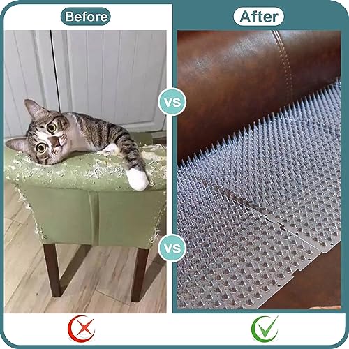 8 Pack Cat Deterrent Outdoor/Indoor Scat Mat, Pet Deterrent Training Mats, Keep Cats/Dogs Away Plastic Mats with Spikes, 12 Sq.ft, 16 x 13 Inches - size: 8 Mats