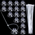 15pcs Clear Silicone Suction Cups for Aquariums with Zip Ties Aquarium Suction Cups for Tubing Fish Tank Plant Holder Binding Fish Tank Rubber Anti-Collision Sucker Pad for Moss, Shrimp Nest, Glass