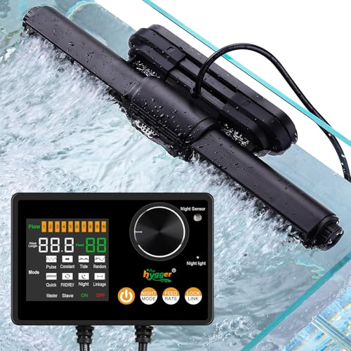 hygger Intelligent Wave Maker for Aquarium, Saltwater Freshwater Circulation Pump Adjustable 6 Waves/Night/Feed/Wireless Connection Mode, Magnetic Holder Display Controller Memory Function (50W) - size: 50W