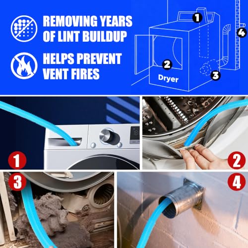 7 Pcs Dryer Vent Cleaner Kit for GE Washer Dryer Combo,Thickened WH01X35719 Lint Filter replacement with dryer vent brush, Dryer Vent Vacuum Hose Attachment,Models: PFQ97HSPVDS