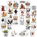 UV DTF Cup Wraps, 4 Sheets Chicken Quotes Transfer Stickers for 16oz Glass, Rub On Decals for Tumblers and Candlestick - style: Chicken Quotes