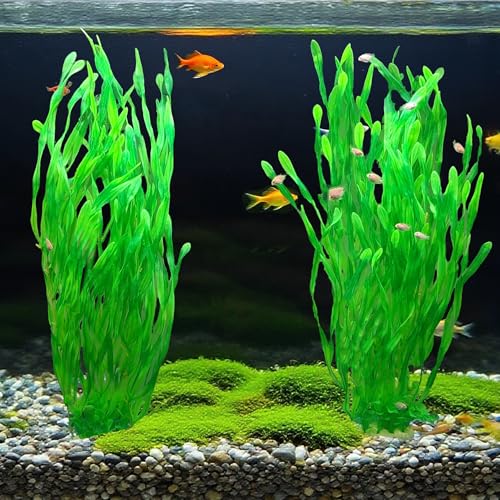 25.98 Inch Tall Aquarium Plants – 2 Pcs Fish Tank Plants Plastic, Large Lifelike Artificial Fish Tank Decorations, Durable & Safe for Freshwater/Saltwater Aquariums (Green (Style B)) - color: Green (Style B)